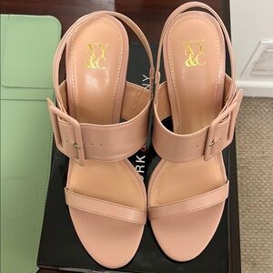 New York & Company Pink Block Heel Sandals